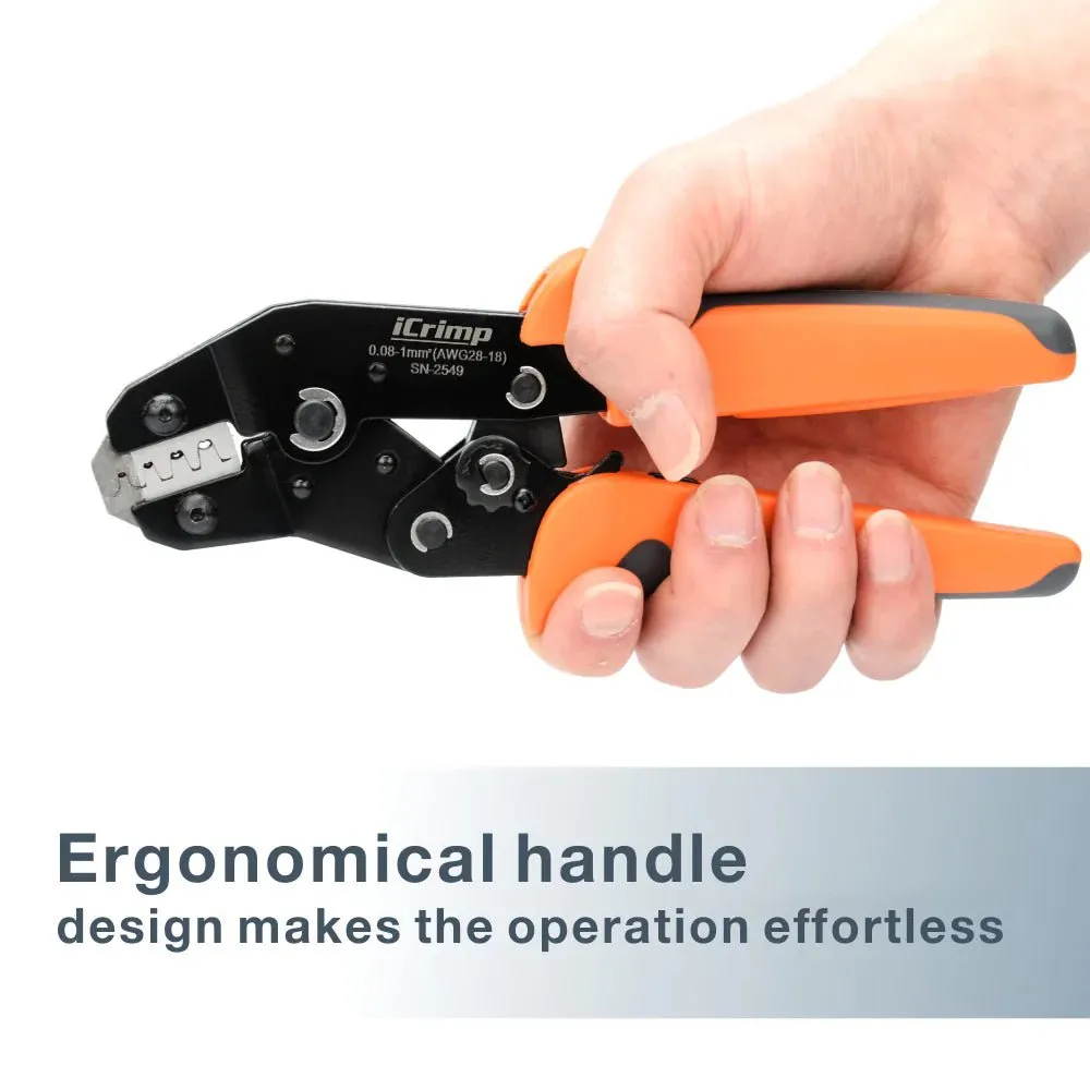 SN-2549 Ratcheting Wire Crimper for JST ZH 1.5mm,PH 2.0mm,XH 2.5mm, VH 3.96mm, Dupont 2.54mm Pitch Open Barrel Terminals