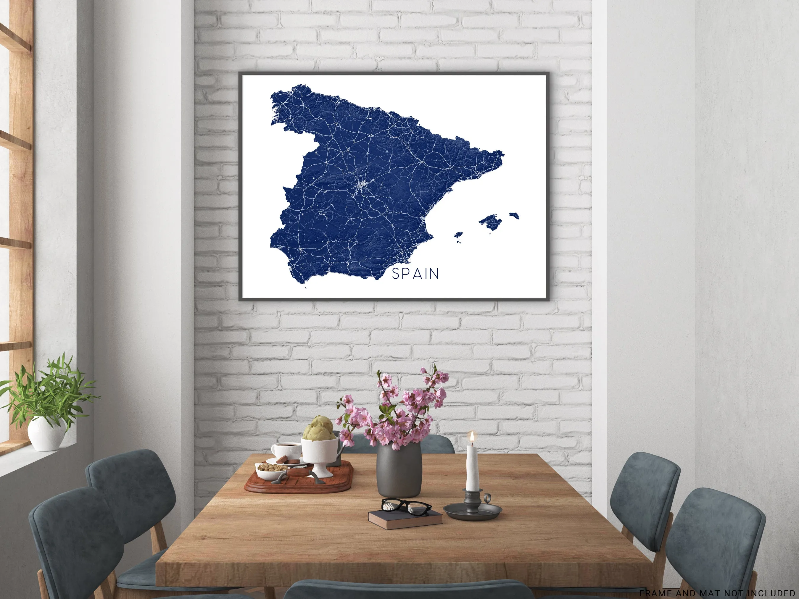 Spain Map Print - Map of Spain Wall Art Poster, Country Maps, Barcelona, Madrid