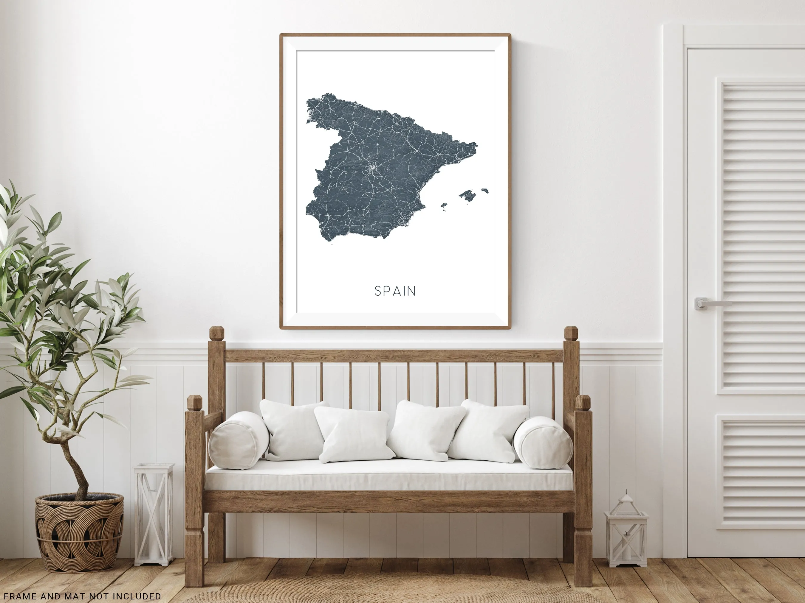 Spain Map Print - Map of Spain Wall Art Poster, Country Maps, Barcelona, Madrid