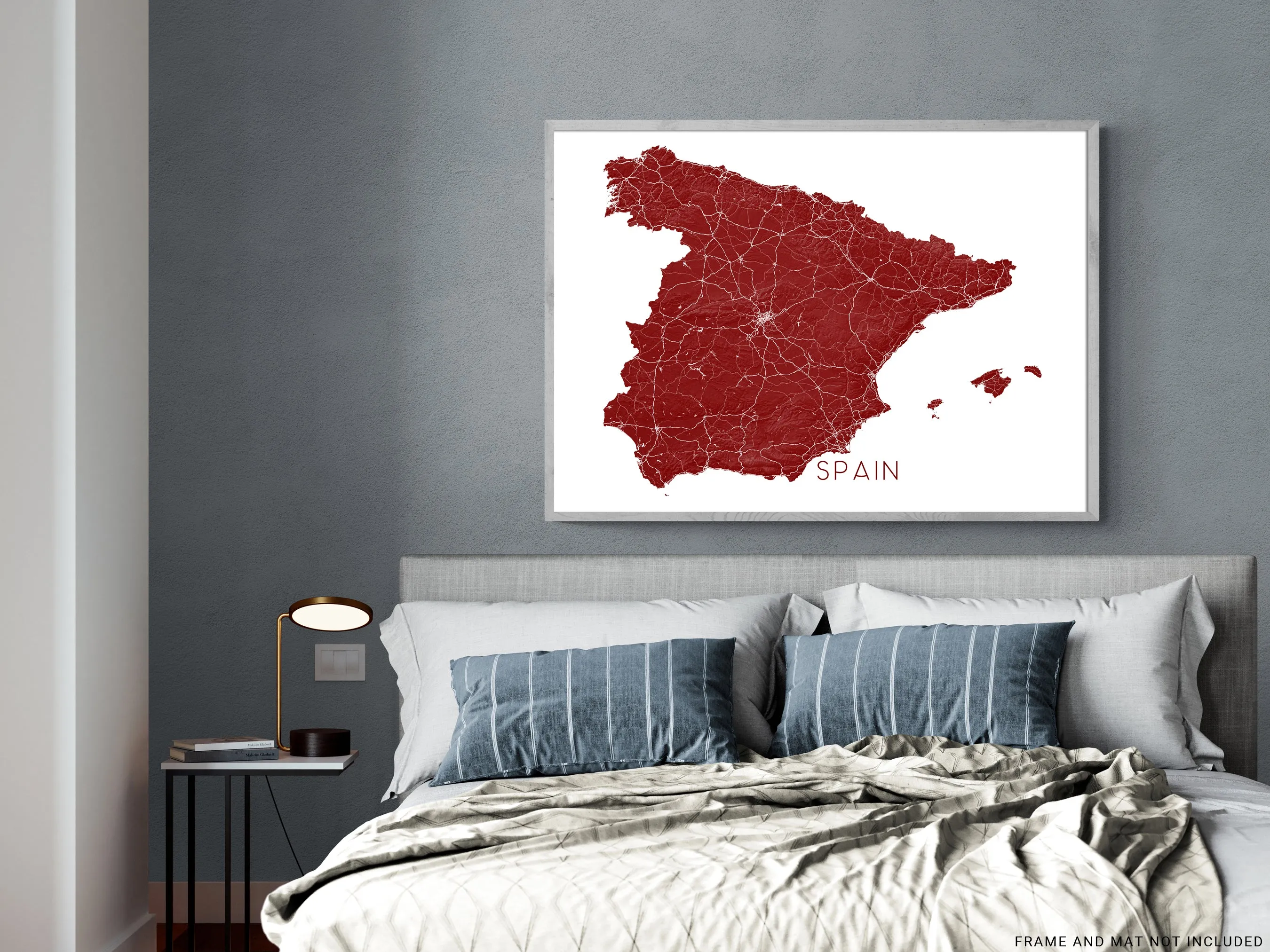 Spain Map Print - Map of Spain Wall Art Poster, Country Maps, Barcelona, Madrid