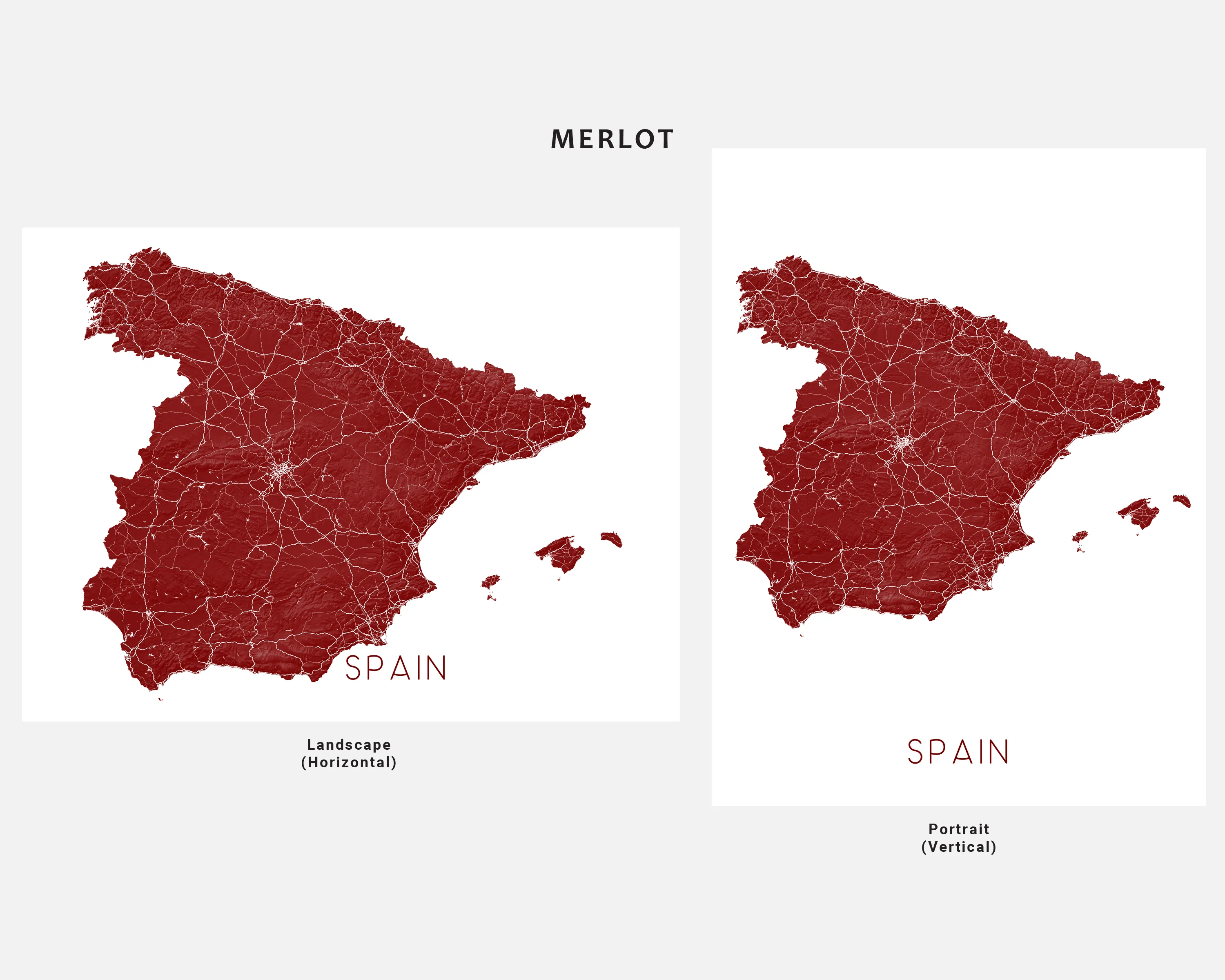 Spain Map Print - Map of Spain Wall Art Poster, Country Maps, Barcelona, Madrid