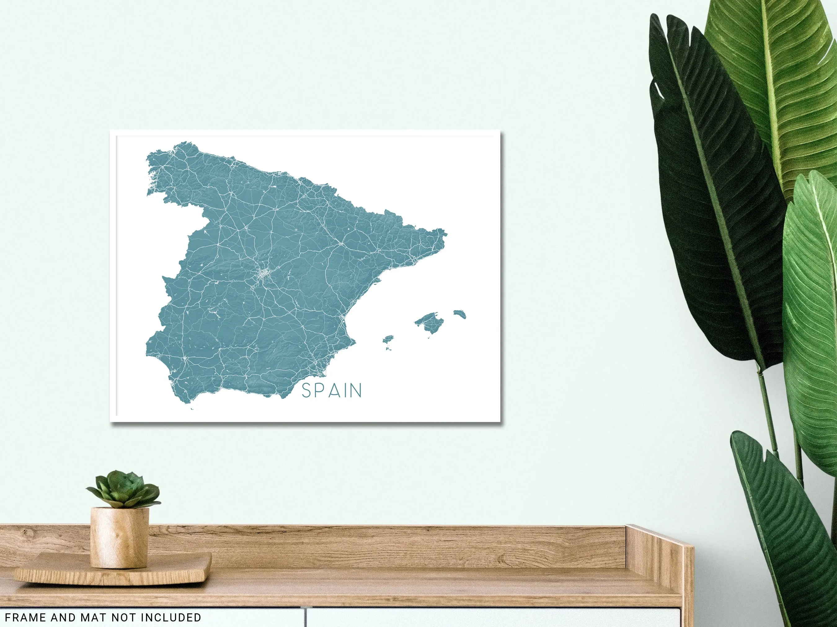 Spain Map Print - Map of Spain Wall Art Poster, Country Maps, Barcelona, Madrid