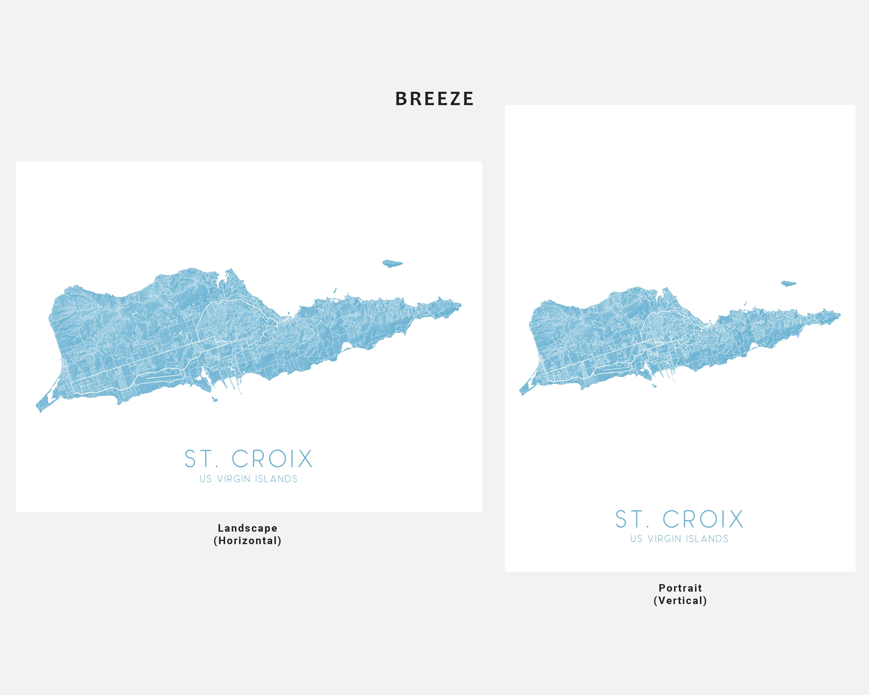 St. Croix Map Print - Topographic Map of St Croix US Virgin Islands, USVI