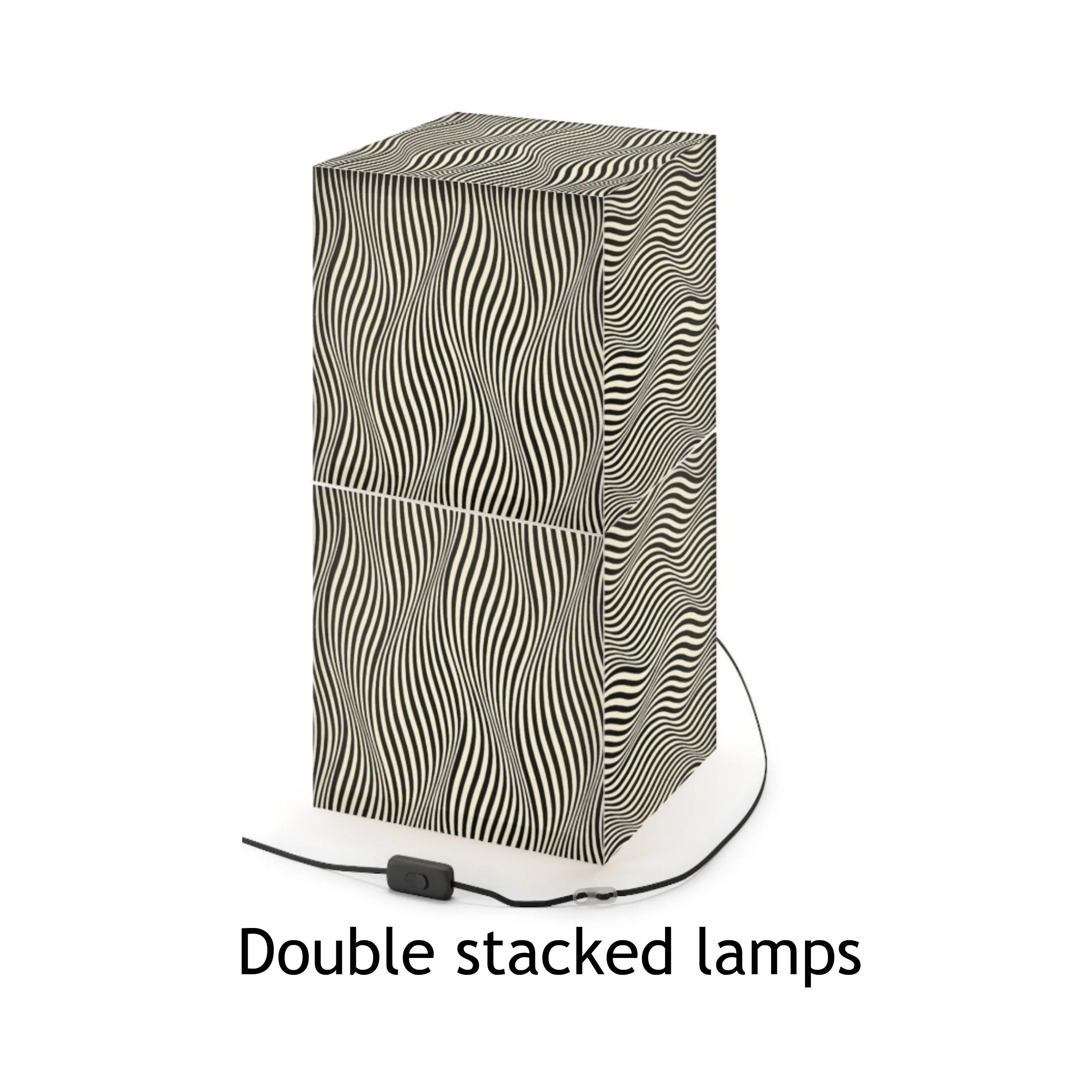 Style1- Hypnotic,Optical/Psychedelic Art Printed Square Cube Lamp/Contemporary/Modern/Trendy Light Feature/Home Decor Gifts, stackable