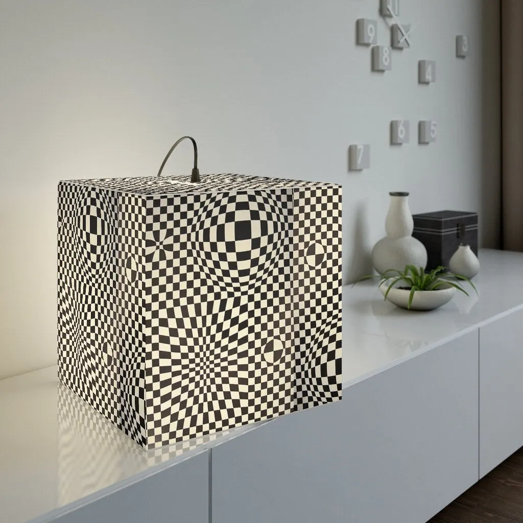 Style3- Hypnotic,Optical/Psychedelic Art Printed Square Cube Lamp/Contemporary/Modern/Trendy Light Feature/Home Decor Gifts, stackable