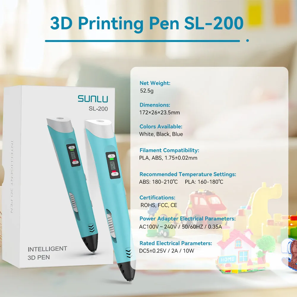 SUNLU 3D Pen 3D Printing Pen SL-200, Perfect Christmas Gift for Creative Kids, Suitable for Children Aged 5 and Above