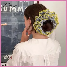 Tavimart Lace Hair Scrunchies Double Layer Flower Cotton Hair Bands Women Fashion Hair Ties Ponytail Holder Accessories