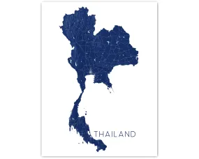 Thailand Map Print - Map of Thailand Wall Art Poster, Country Maps, Bangkok Phuket Chiang Mai