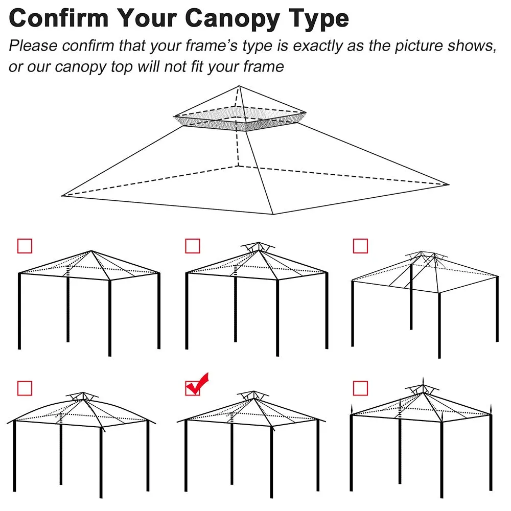 TheLAShop 10x10 ft 2-tier Madaga Gazebo Canopy Replacement (10'7"x10'7") PA