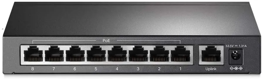 TP-LINK (TL-SF1009P) 9-Port 10/100 Unmanaged Desktop Switch, 8 Port PoE , Steel Case