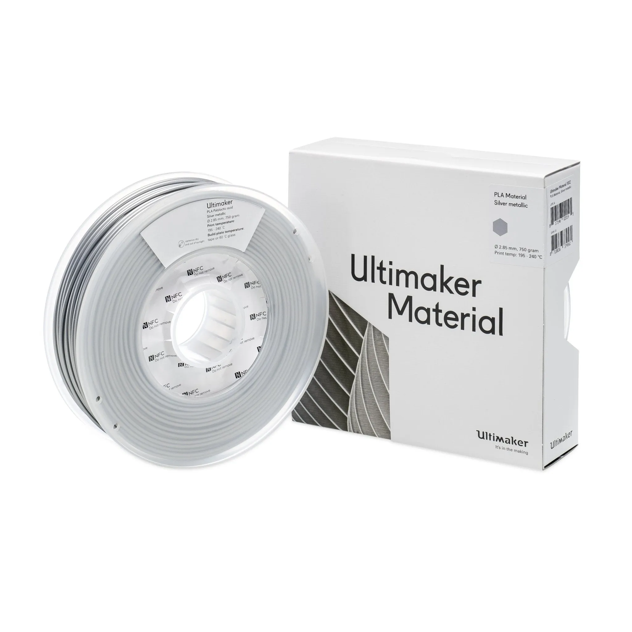 Ultimaker Filament - PLA Silver Metallic, 750g