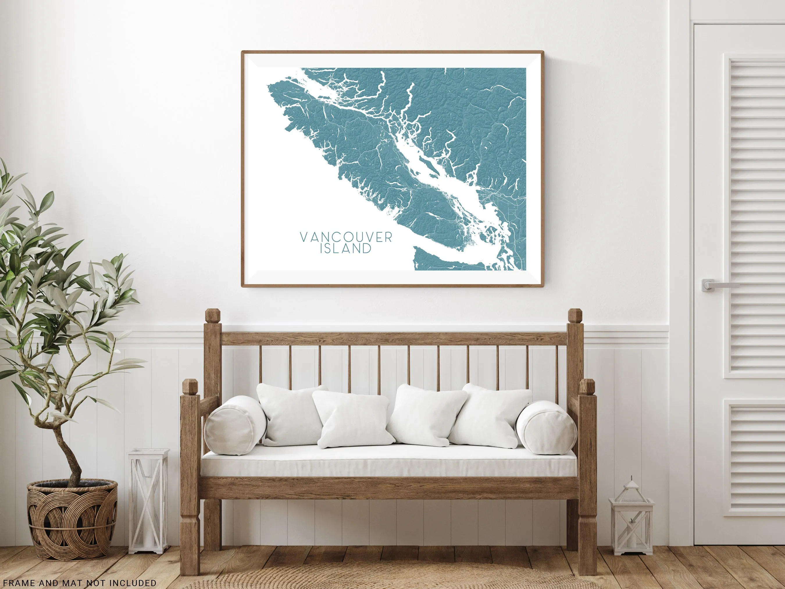 Vancouver Island BC Canada Regional Topographic Map Wall Art Print Poster, Victoria Tofino Nanaimo