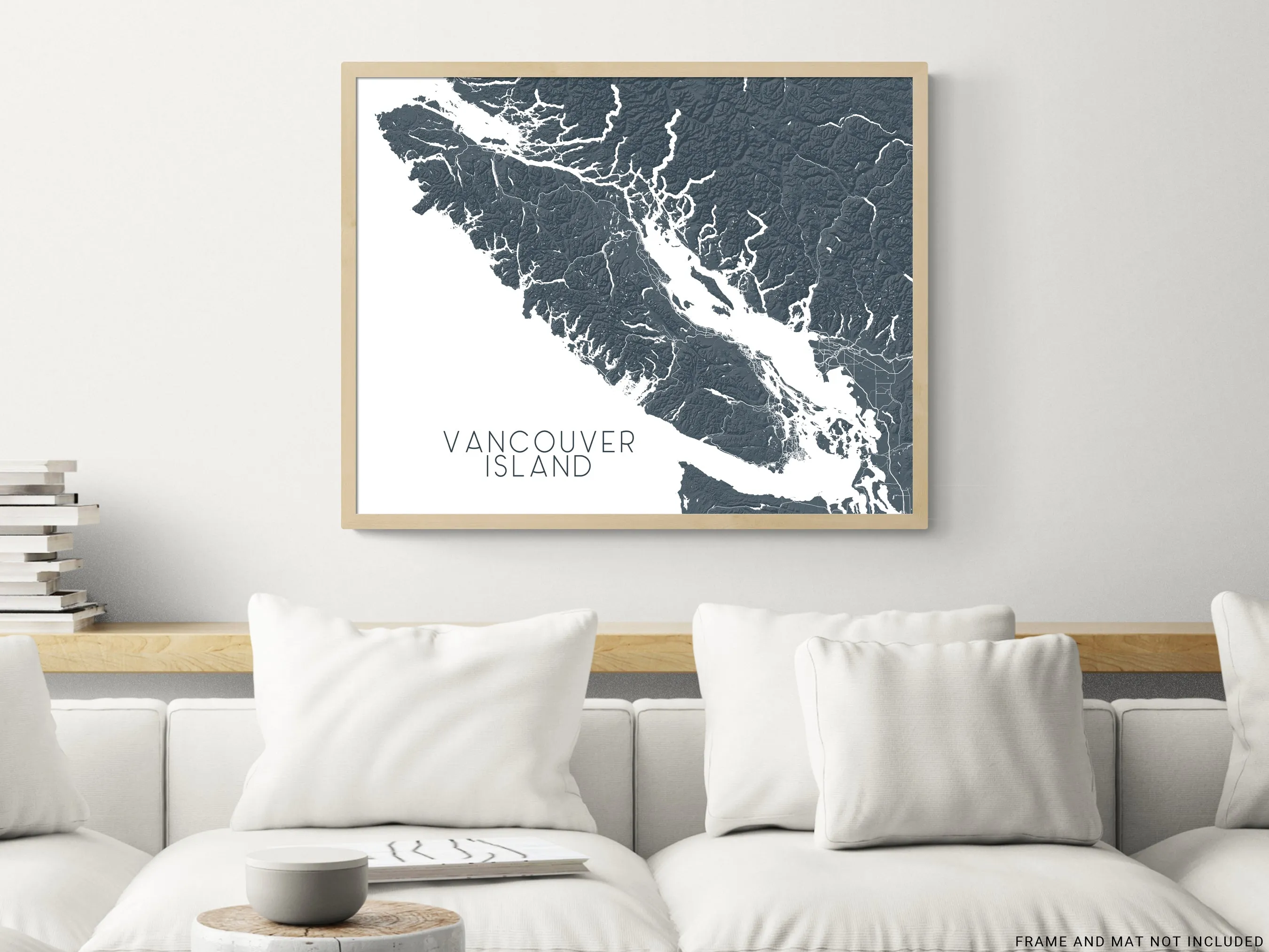 Vancouver Island BC Canada Regional Topographic Map Wall Art Print Poster, Victoria Tofino Nanaimo