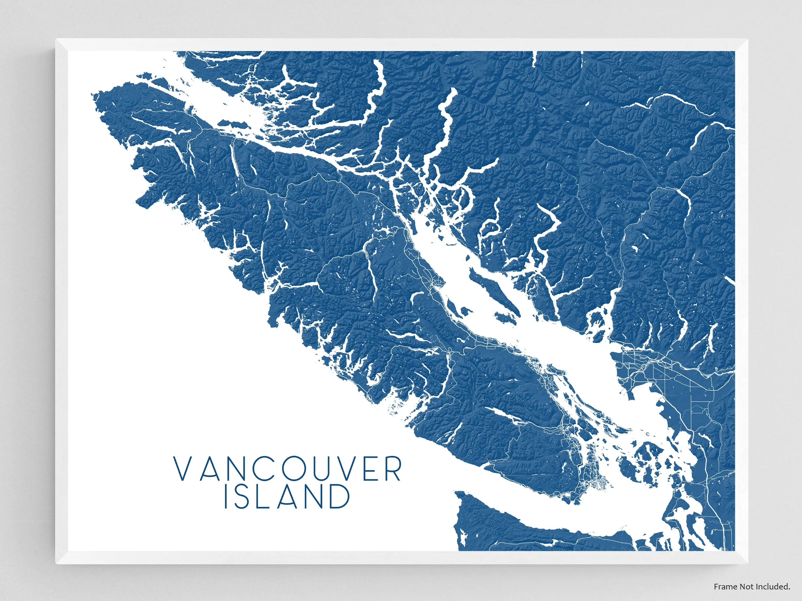 Vancouver Island BC Canada Regional Topographic Map Wall Art Print Poster, Victoria Tofino Nanaimo