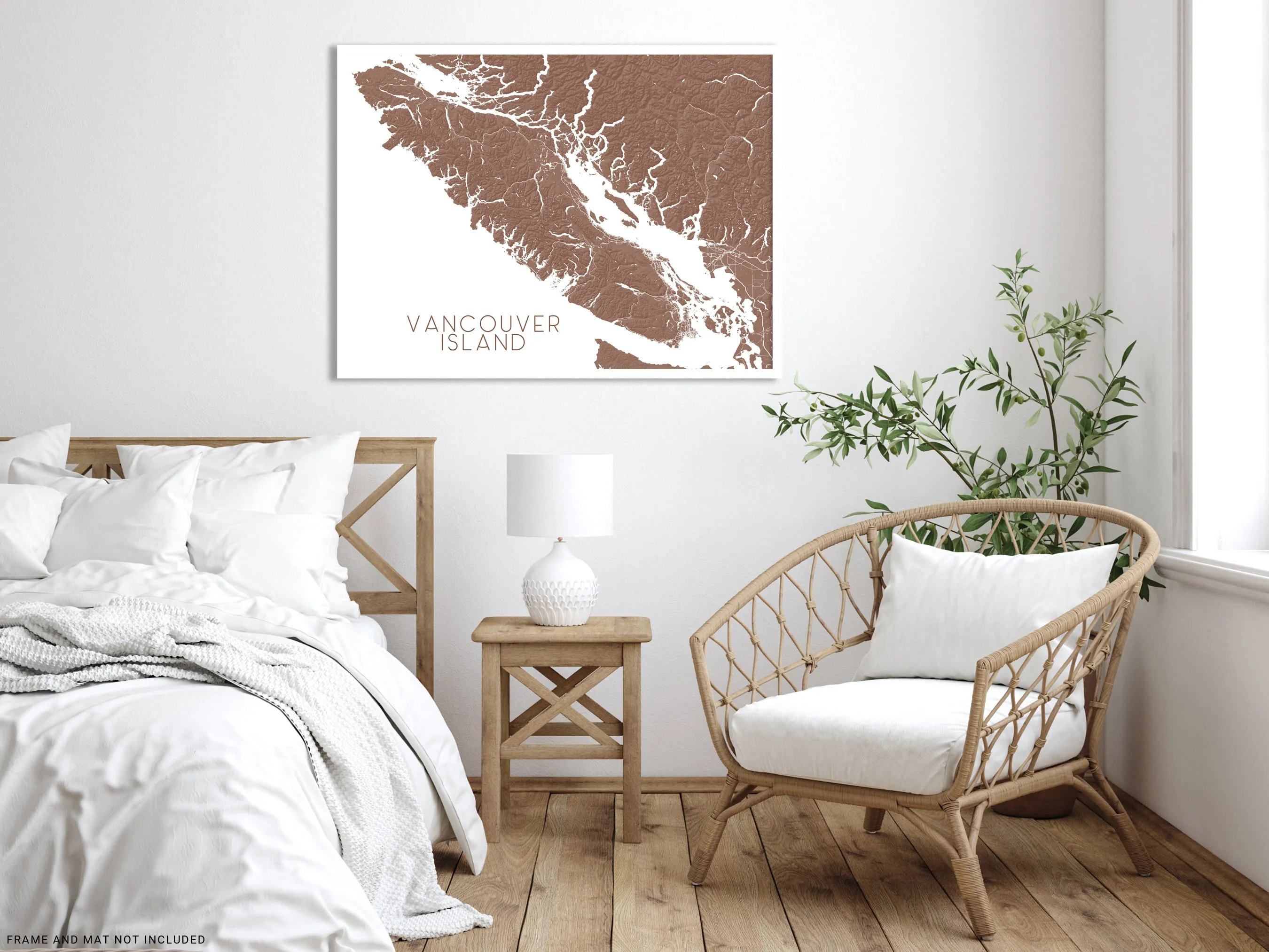 Vancouver Island BC Canada Regional Topographic Map Wall Art Print Poster, Victoria Tofino Nanaimo