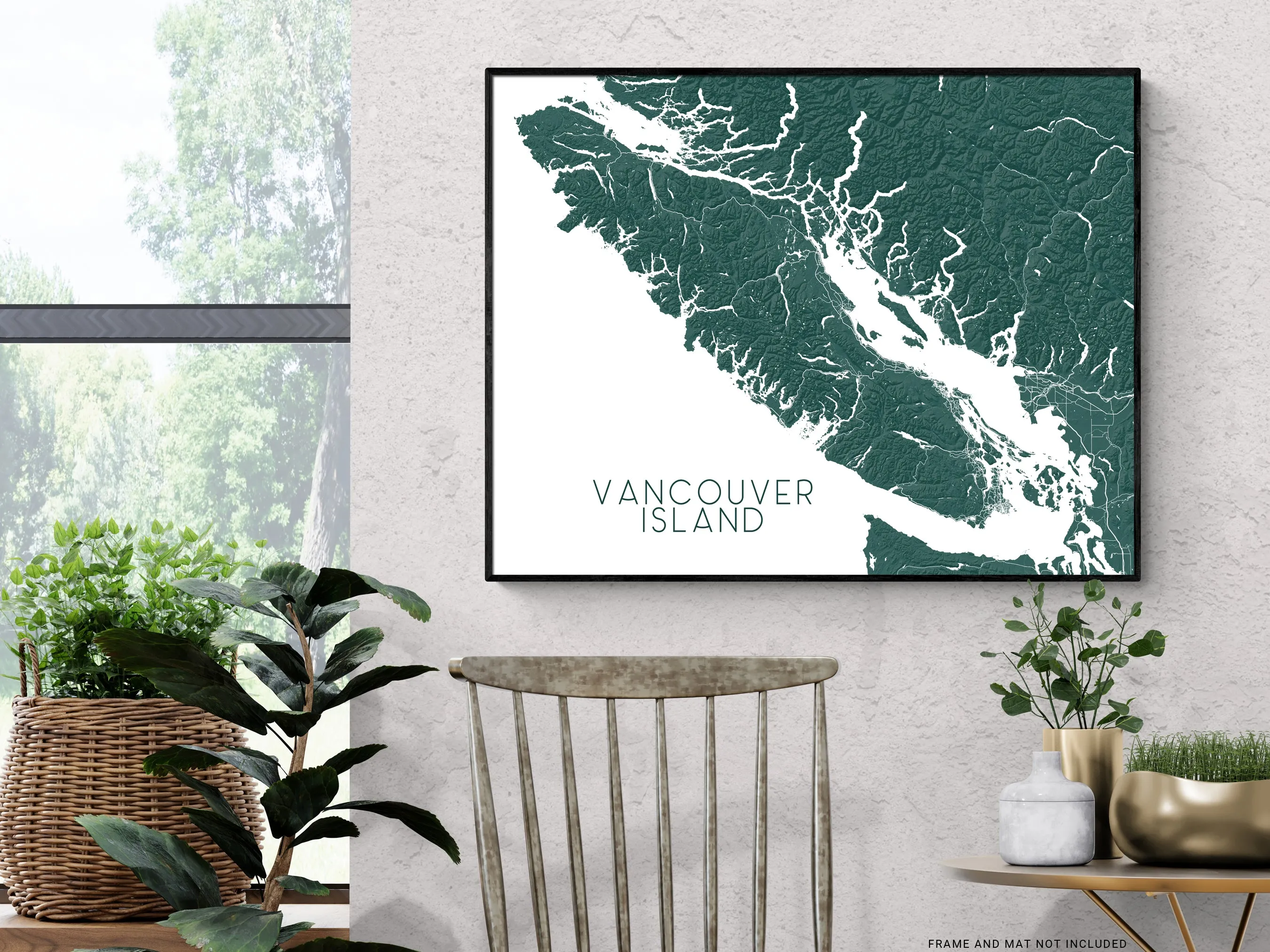 Vancouver Island BC Canada Regional Topographic Map Wall Art Print Poster, Victoria Tofino Nanaimo