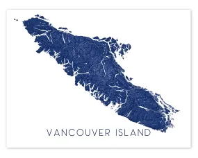 Vancouver Island Map Print Poster - Topographic Vancouver Island BC Canada Wall Art Road Maps, Victoria