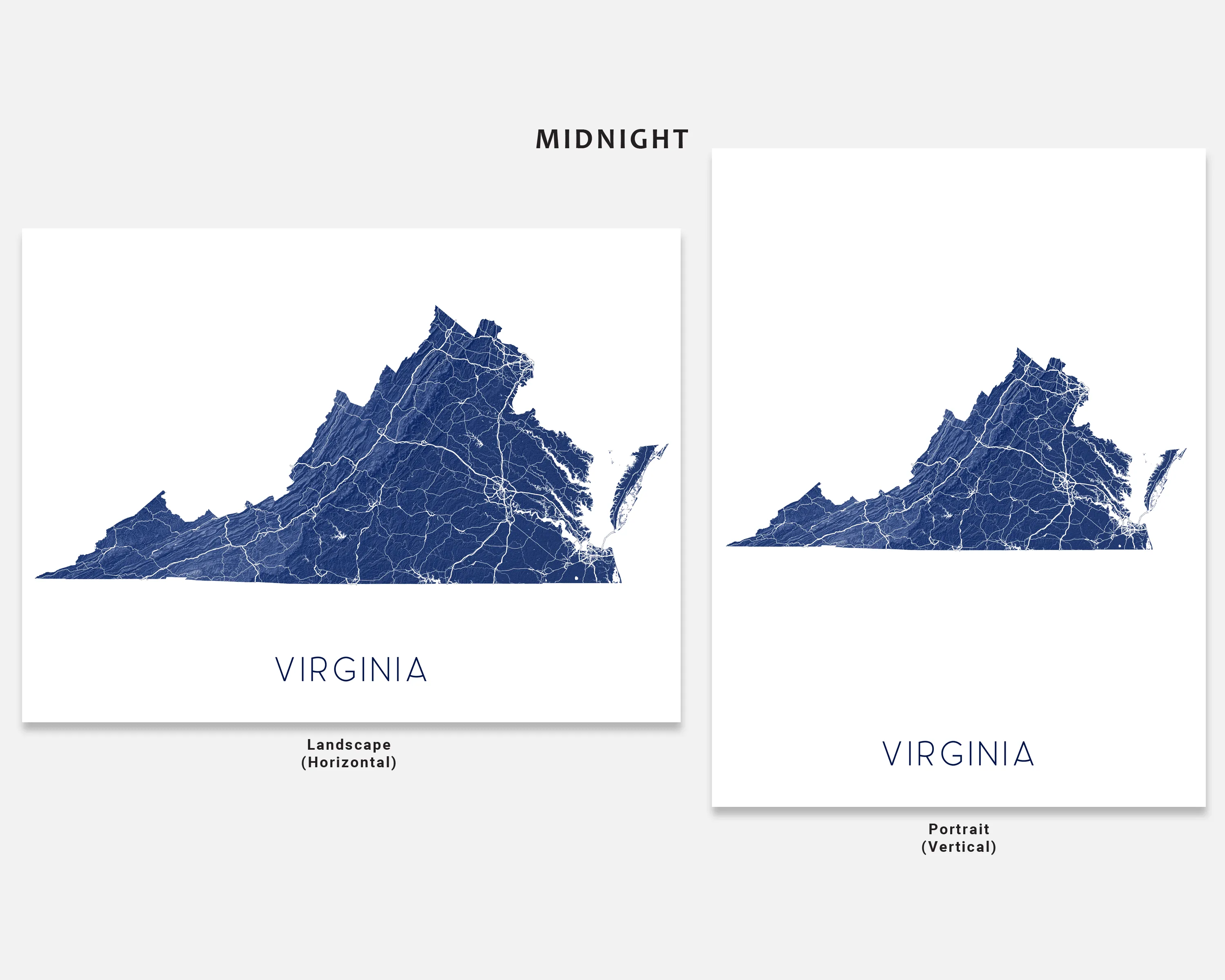 Virginia Map Print - Topographic Map Wall Art of Virginia Poster, VA State Maps