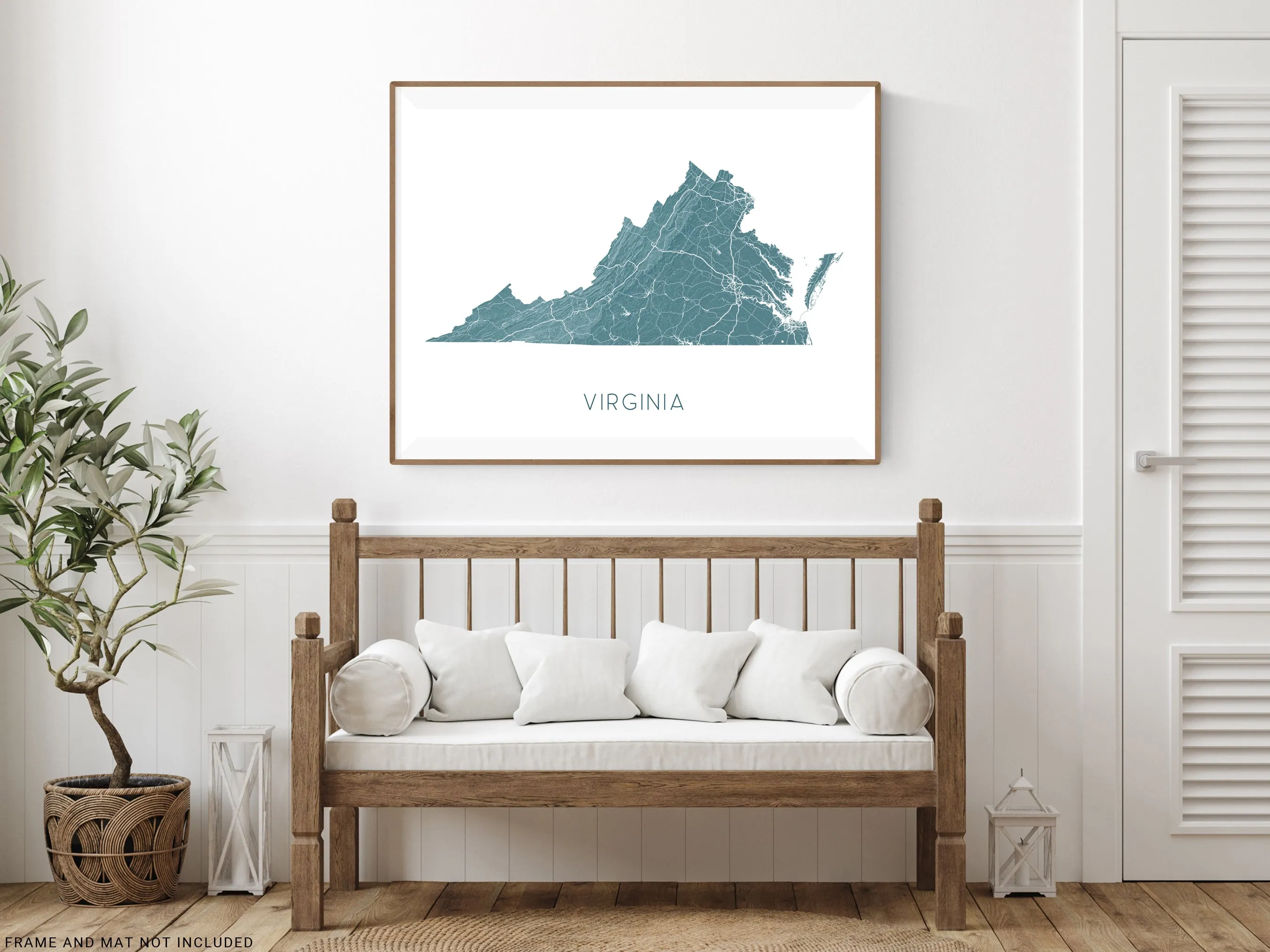 Virginia Map Print - Topographic Map Wall Art of Virginia Poster, VA State Maps