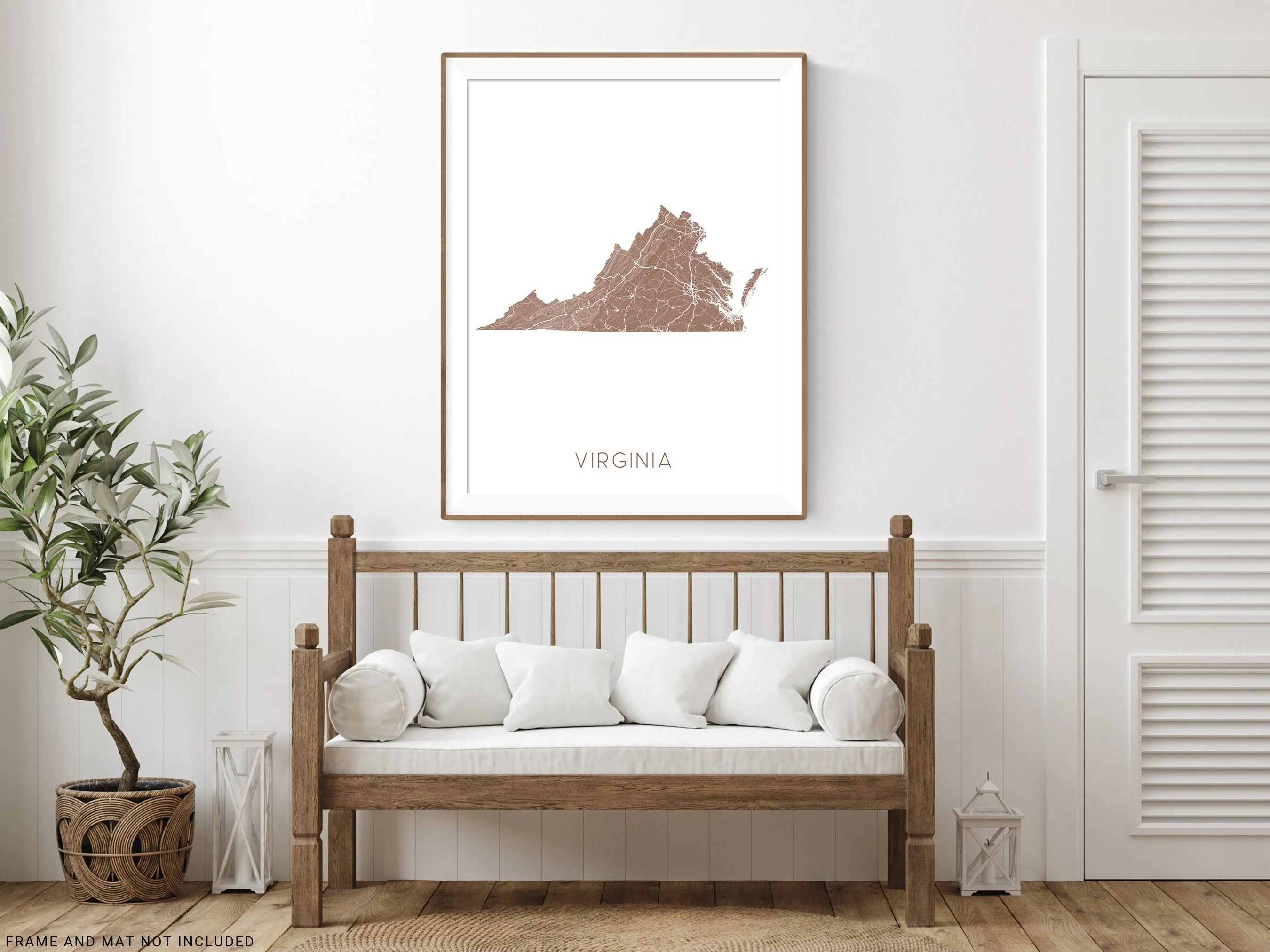 Virginia Map Print - Topographic Map Wall Art of Virginia Poster, VA State Maps
