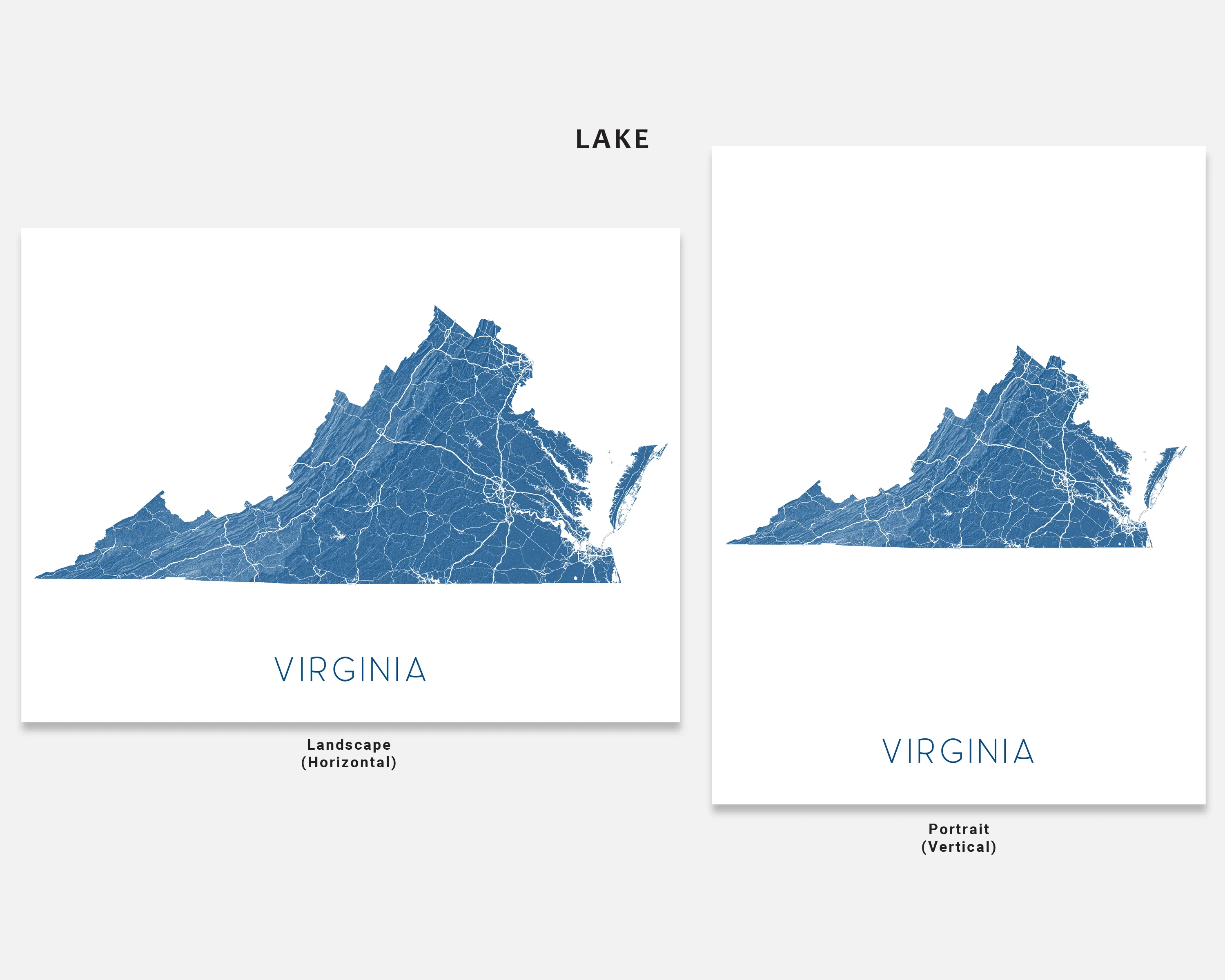 Virginia Map Print - Topographic Map Wall Art of Virginia Poster, VA State Maps