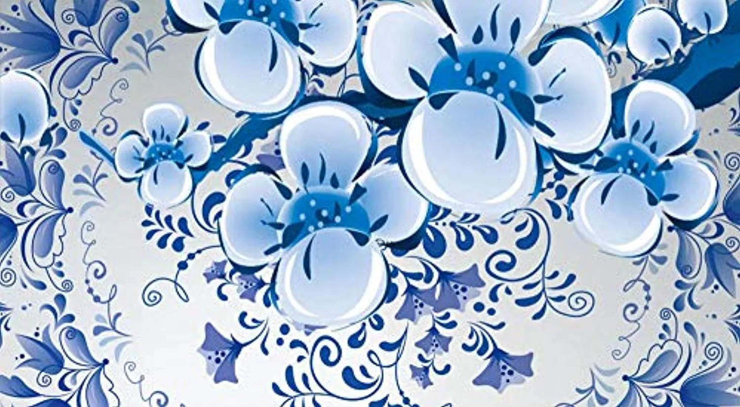 Wall Mural 3D Wallpaper Blue Porcelain Disc Flower Modern Minimalist Wall Decoration Art