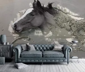 Wall Mural 3D Wallpaper Embossed Abstract Horse