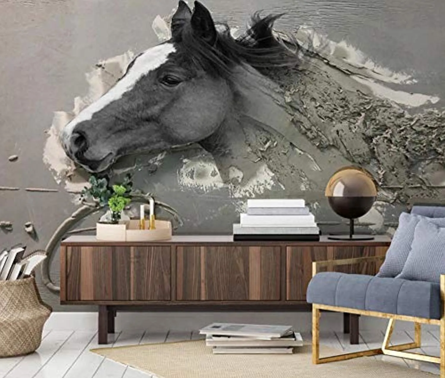 Wall Mural 3D Wallpaper Embossed Abstract Horse