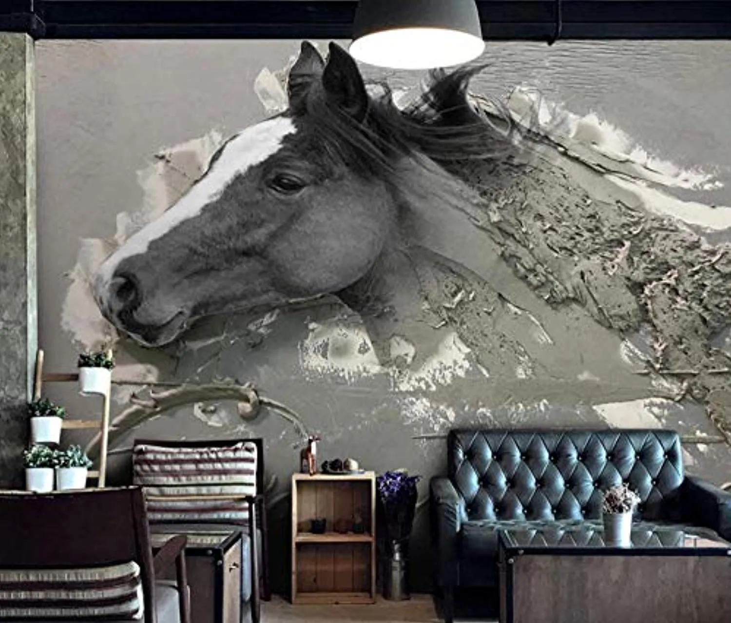 Wall Mural 3D Wallpaper Embossed Abstract Horse