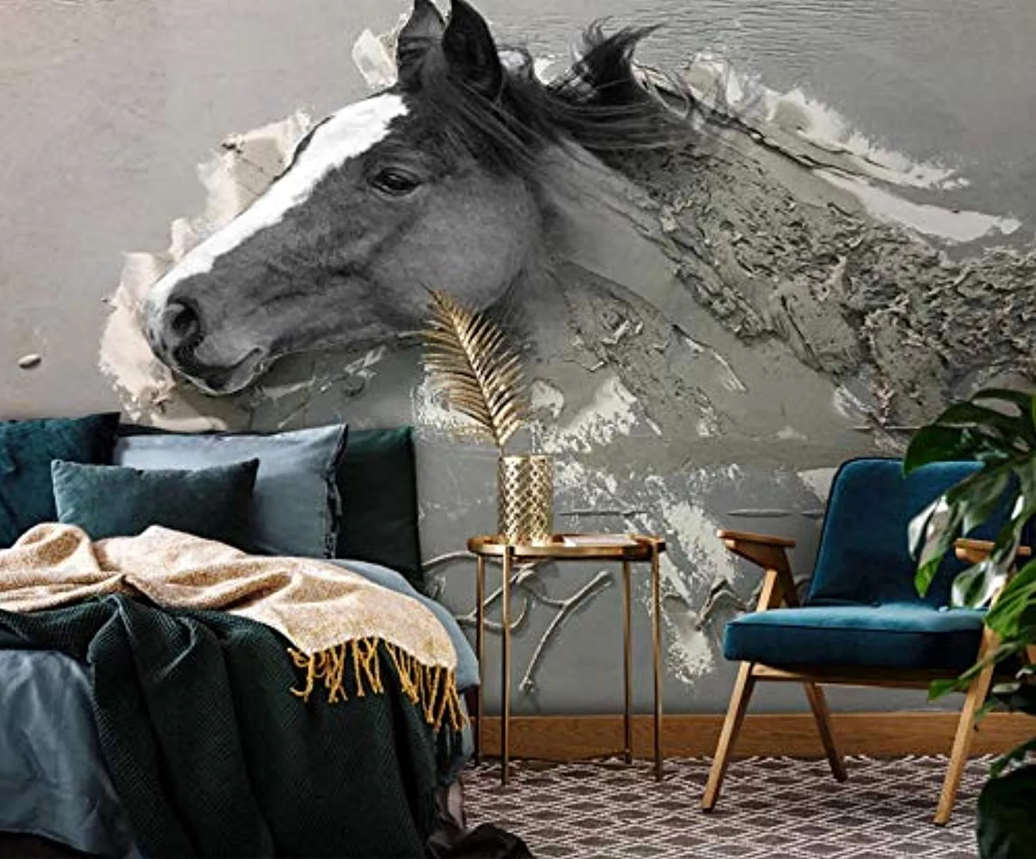 Wall Mural 3D Wallpaper Embossed Abstract Horse