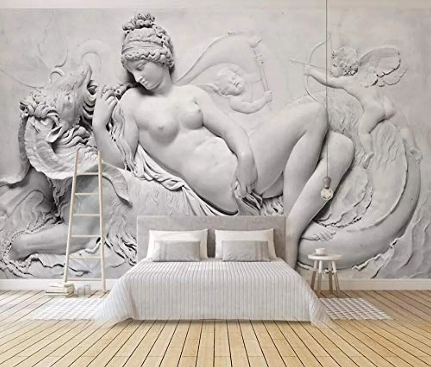 Wall Mural 3D Wallpaper Embossed Black and White Character Sculpture Wall Decoration Art