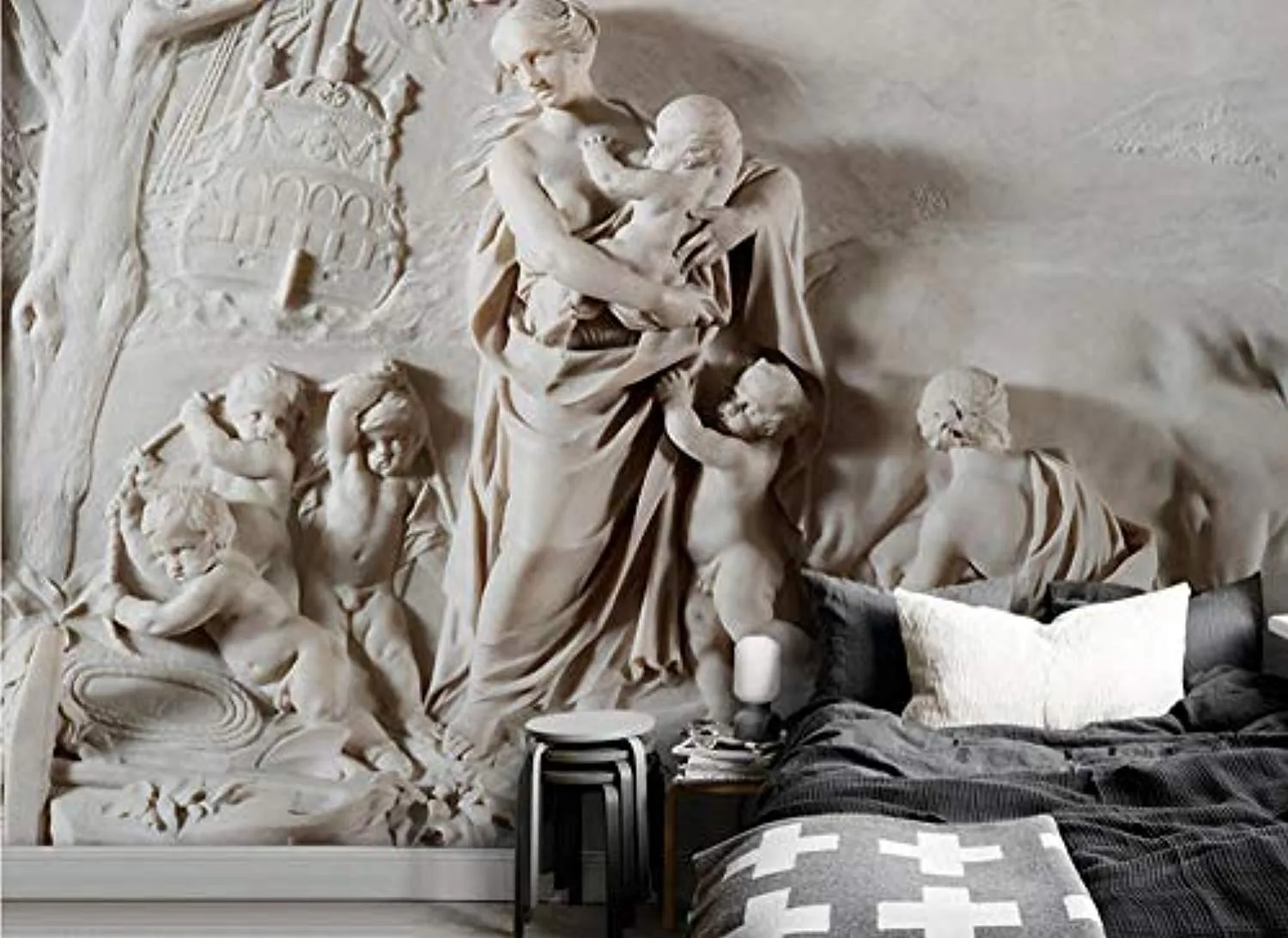 Wall Mural 3D Wallpaper Embossed Little Angel Figure Living Room