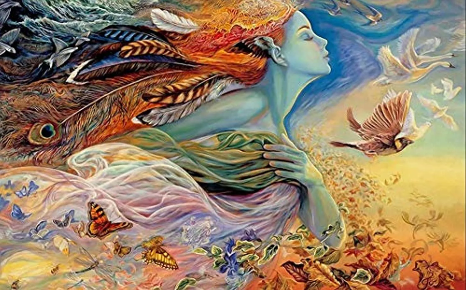 Wall Mural 3D Wallpaper Oil Painting Beautiful Fairy Beauty Butterfly Wall Decoration Art