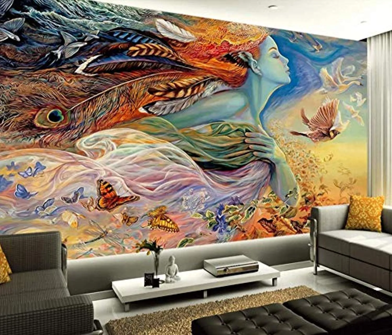 Wall Mural 3D Wallpaper Oil Painting Beautiful Fairy Beauty Butterfly Wall Decoration Art
