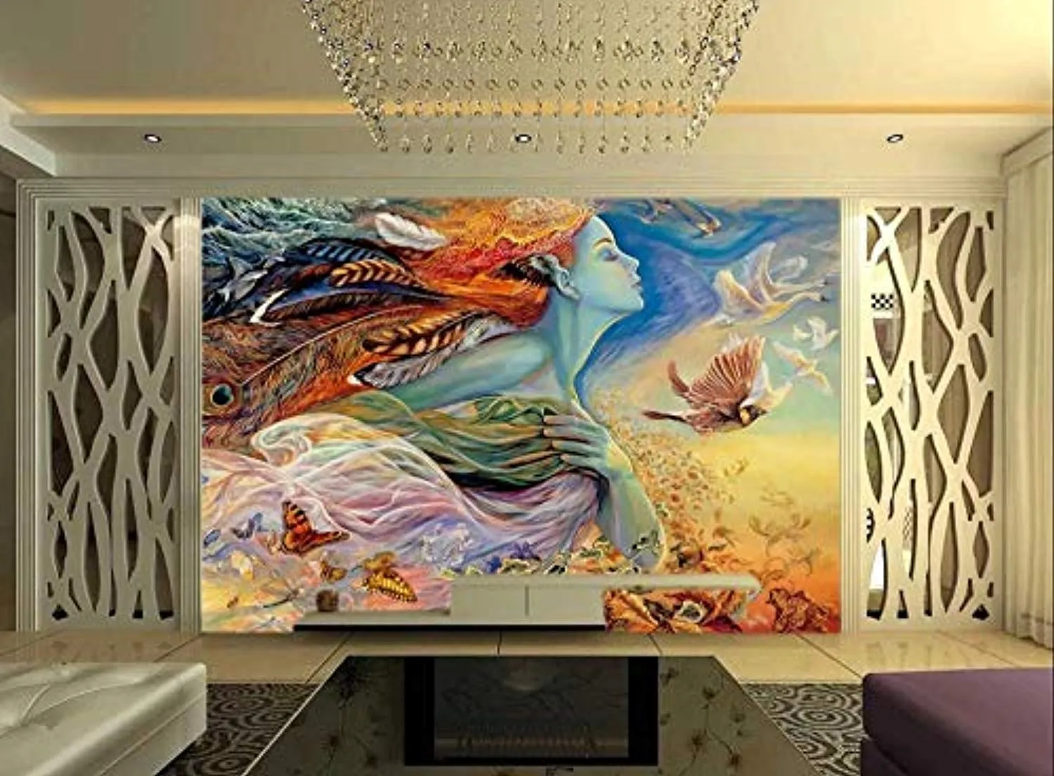 Wall Mural 3D Wallpaper Oil Painting Beautiful Fairy Beauty Butterfly Wall Decoration Art