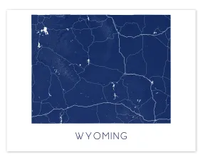 Wyoming State Map Print Poster- Topographic Map of WY Wall Art, Cheyenne Casper