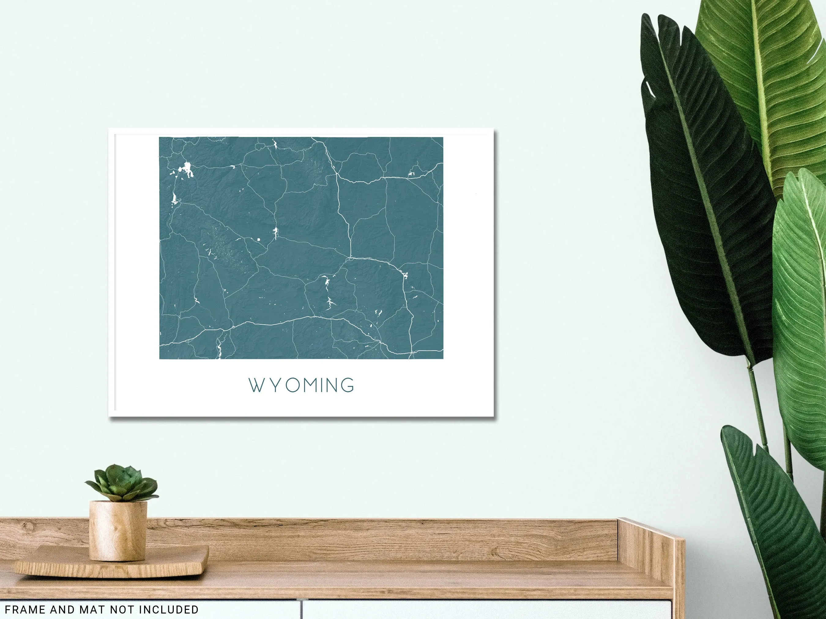 Wyoming State Map Print Poster- Topographic Map of WY Wall Art, Cheyenne Casper