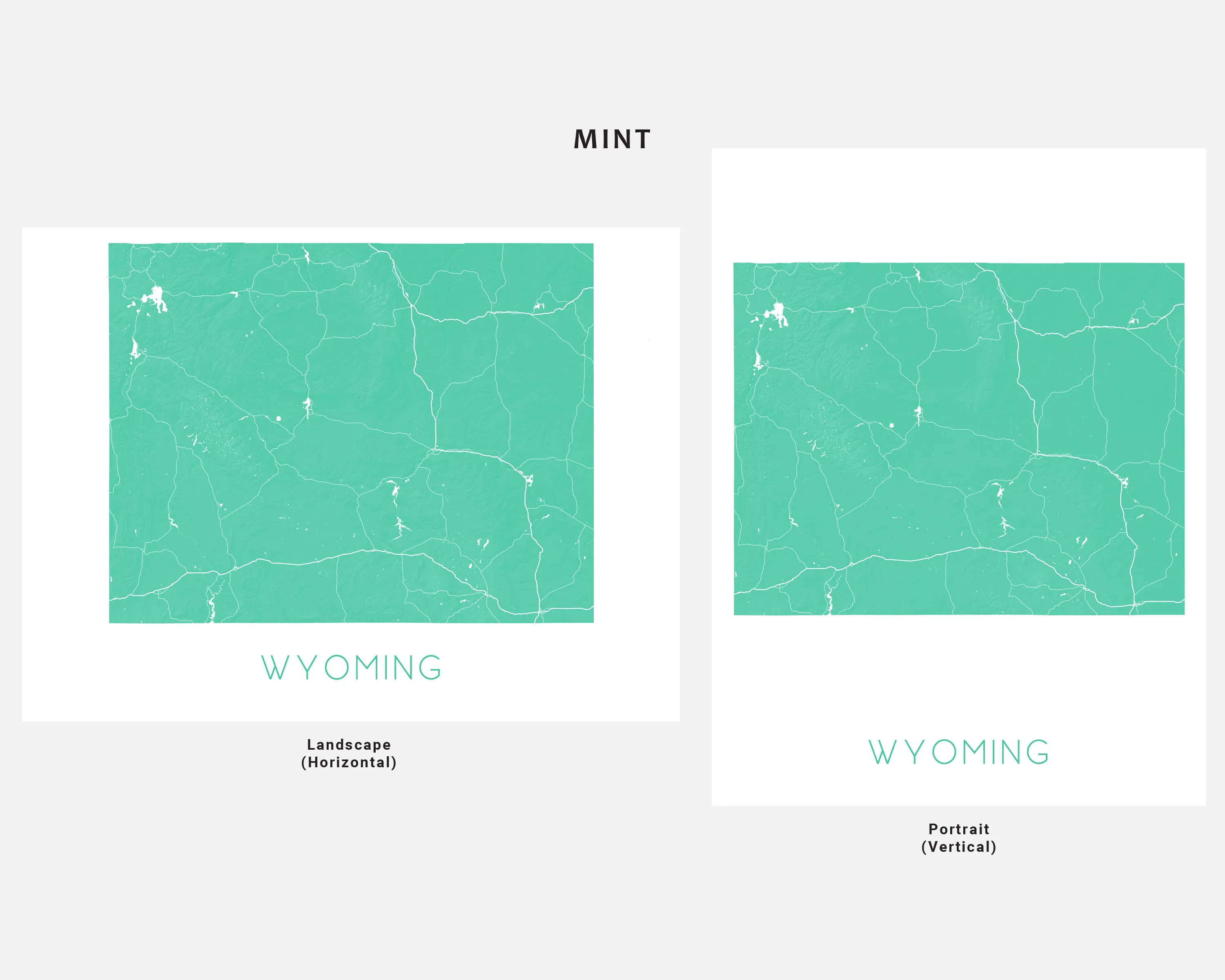 Wyoming State Map Print Poster- Topographic Map of WY Wall Art, Cheyenne Casper