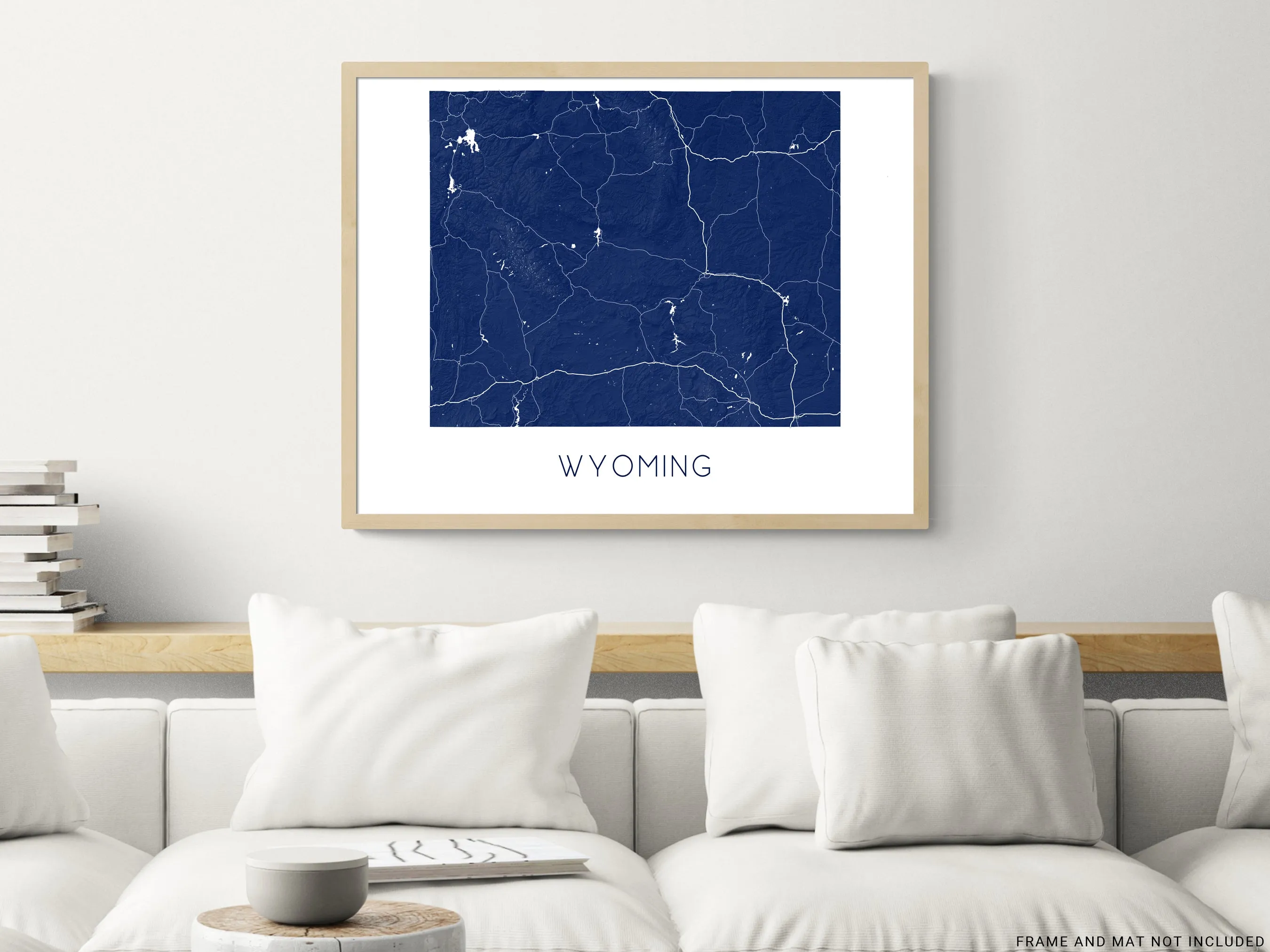 Wyoming State Map Print Poster- Topographic Map of WY Wall Art, Cheyenne Casper