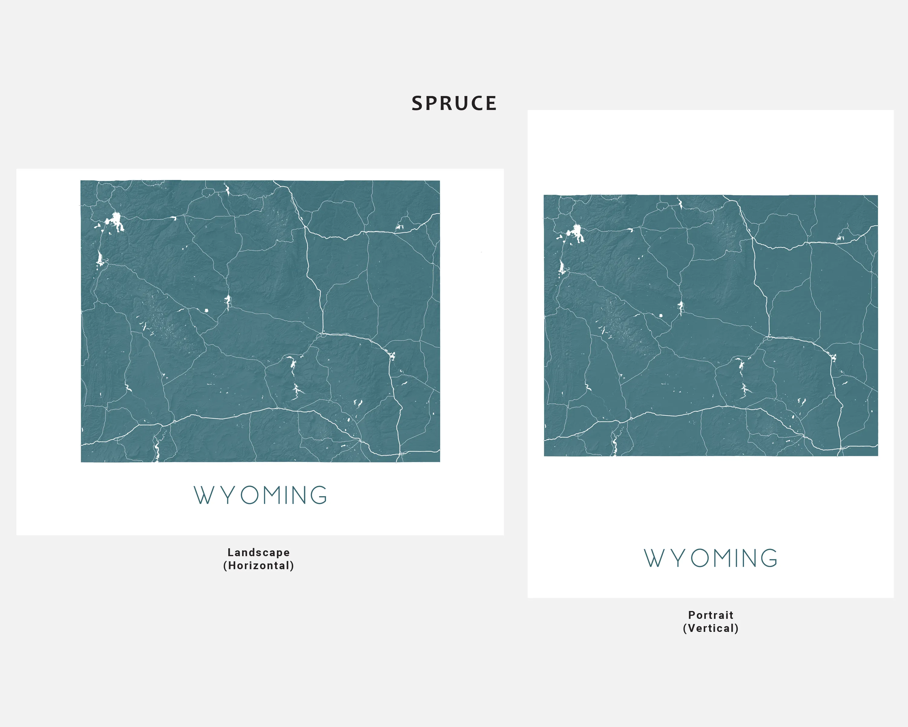 Wyoming State Map Print Poster- Topographic Map of WY Wall Art, Cheyenne Casper