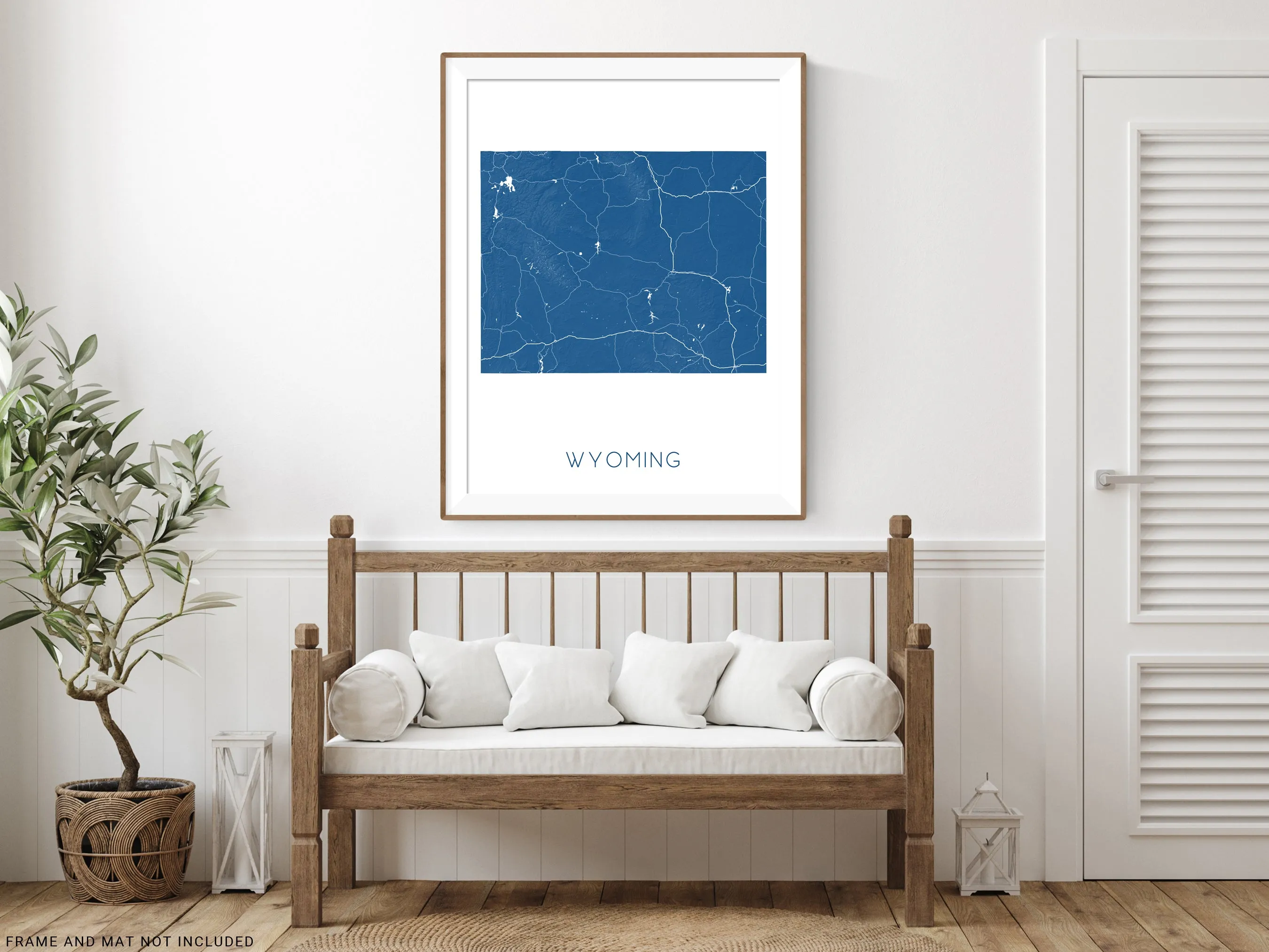 Wyoming State Map Print Poster- Topographic Map of WY Wall Art, Cheyenne Casper