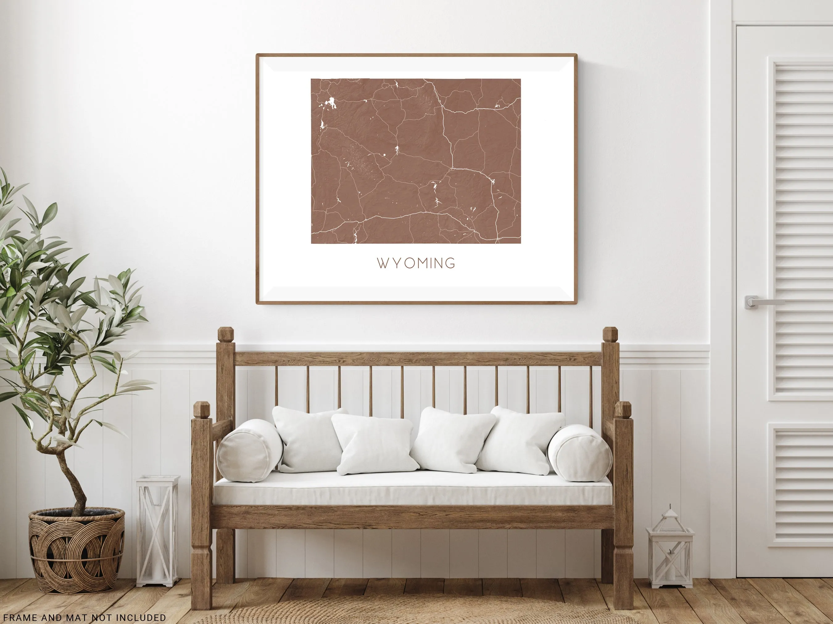 Wyoming State Map Print Poster- Topographic Map of WY Wall Art, Cheyenne Casper