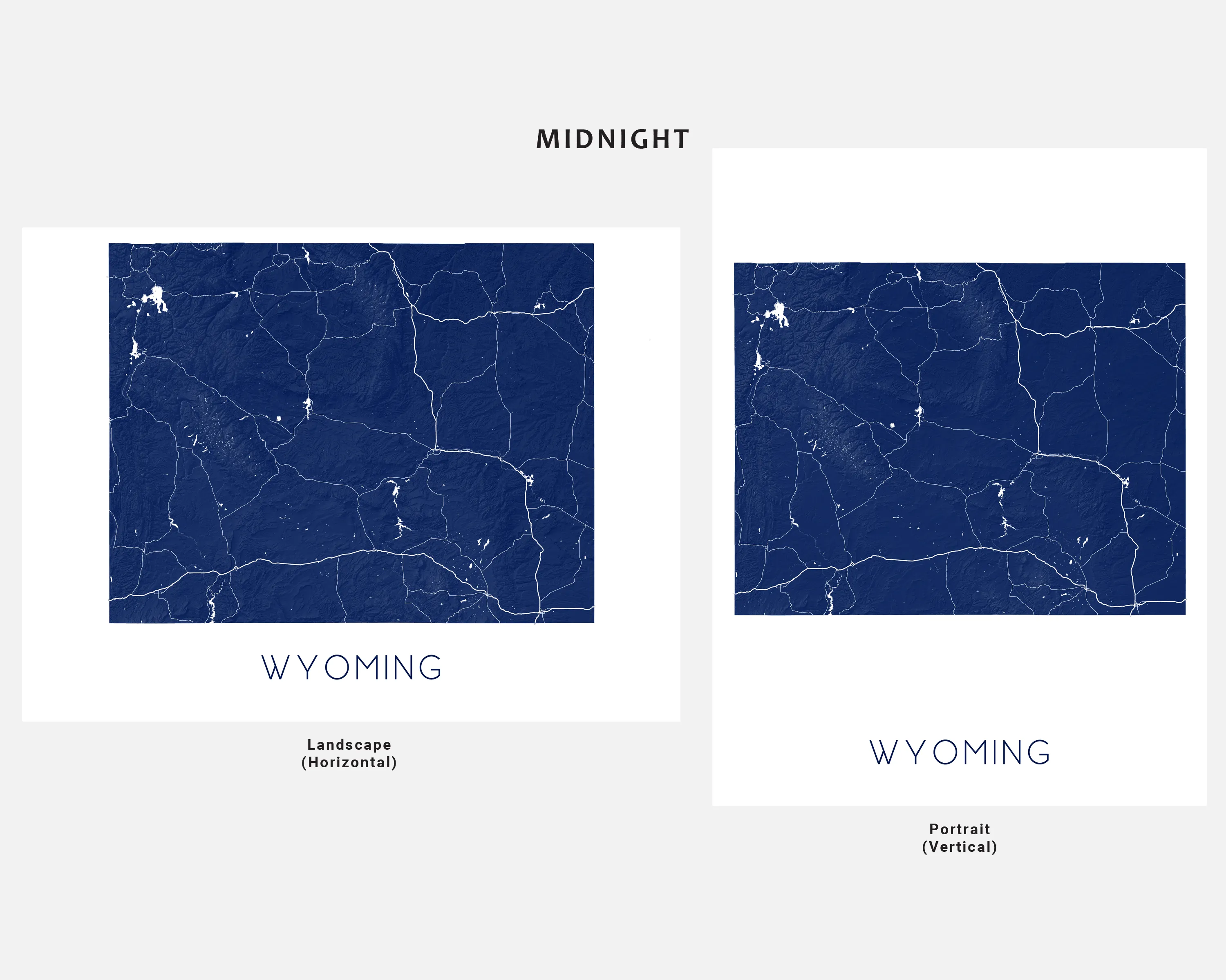 Wyoming State Map Print Poster- Topographic Map of WY Wall Art, Cheyenne Casper
