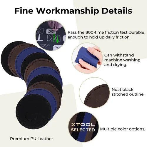 xTool: Black to Silver Laserable Leatherette Round Patch (10 Pack)