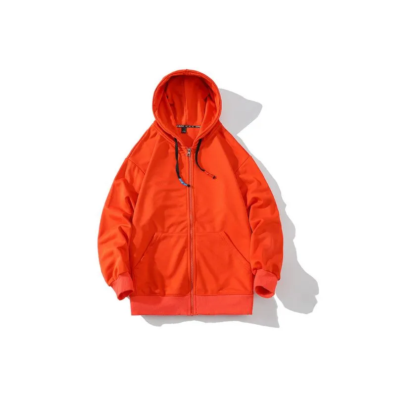 Zipper Hooded Sweater in Orange