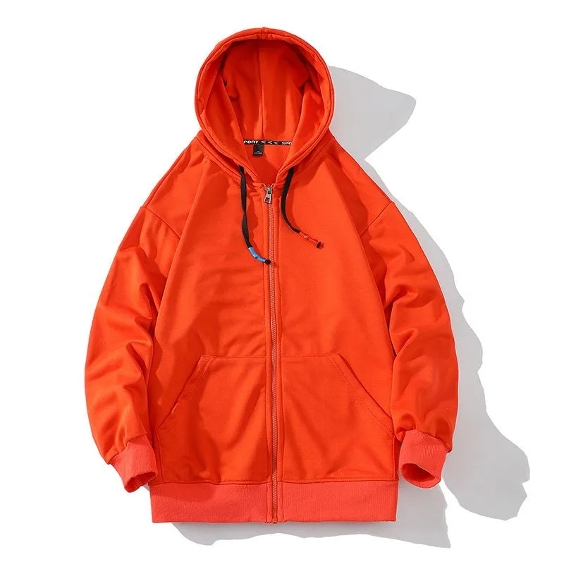 Zipper Hooded Sweater in Orange